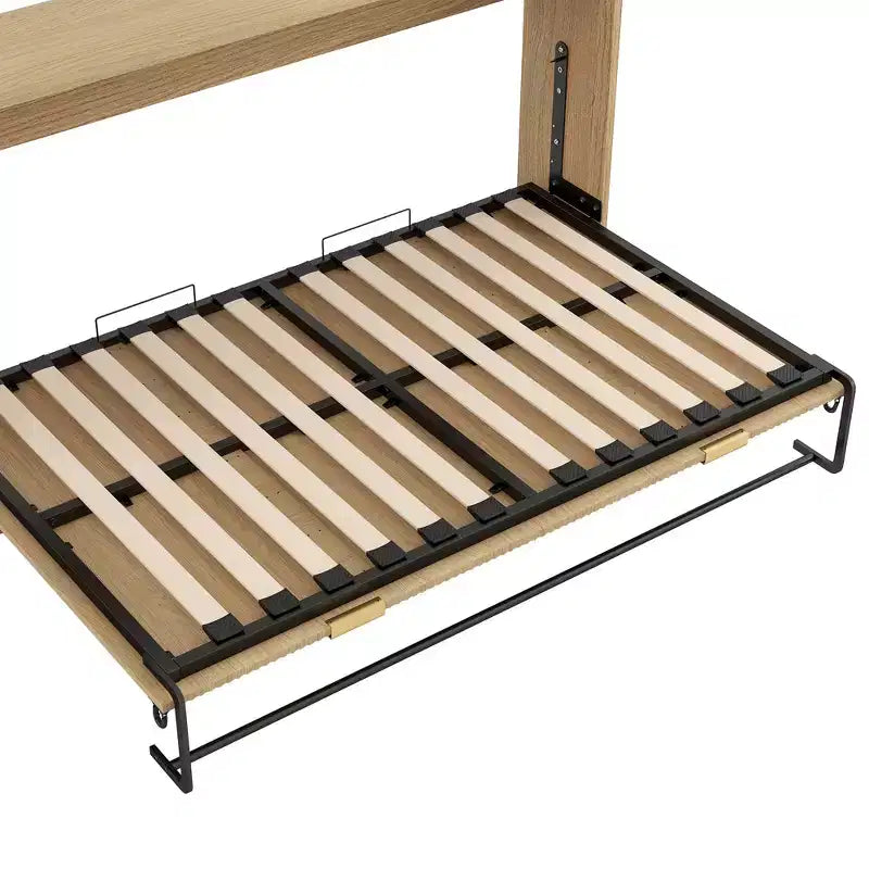 Lit escamotable de style armoire Twin XL avec lumière LED pour salon et appartement, Nature