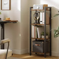 Étagère haute à 4 niveaux, bibliothèque étroite, étagère fine pour salon, bureau à domicile, étude, 23,9 x 39,9 x 106,9 cm, marron rustique et noir