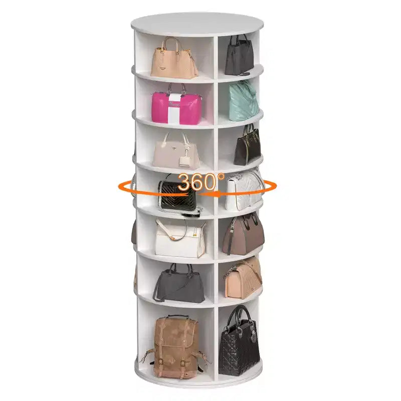 Étagère à chaussures rotative à 7 niveaux, tour de rangement rotative sur pied à 360°, tour à chaussures surélevée avec plateau de rangement rotatif - Blanc