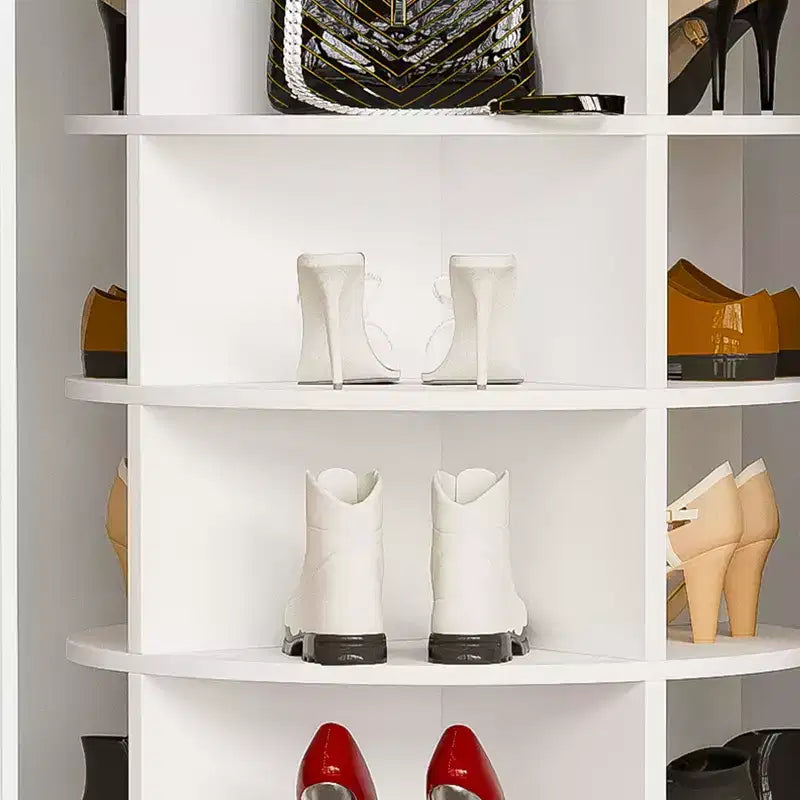 Étagère à chaussures rotative à 7 niveaux, tour de rangement rotative sur pied à 360°, tour à chaussures surélevée avec plateau de rangement rotatif - Blanc
