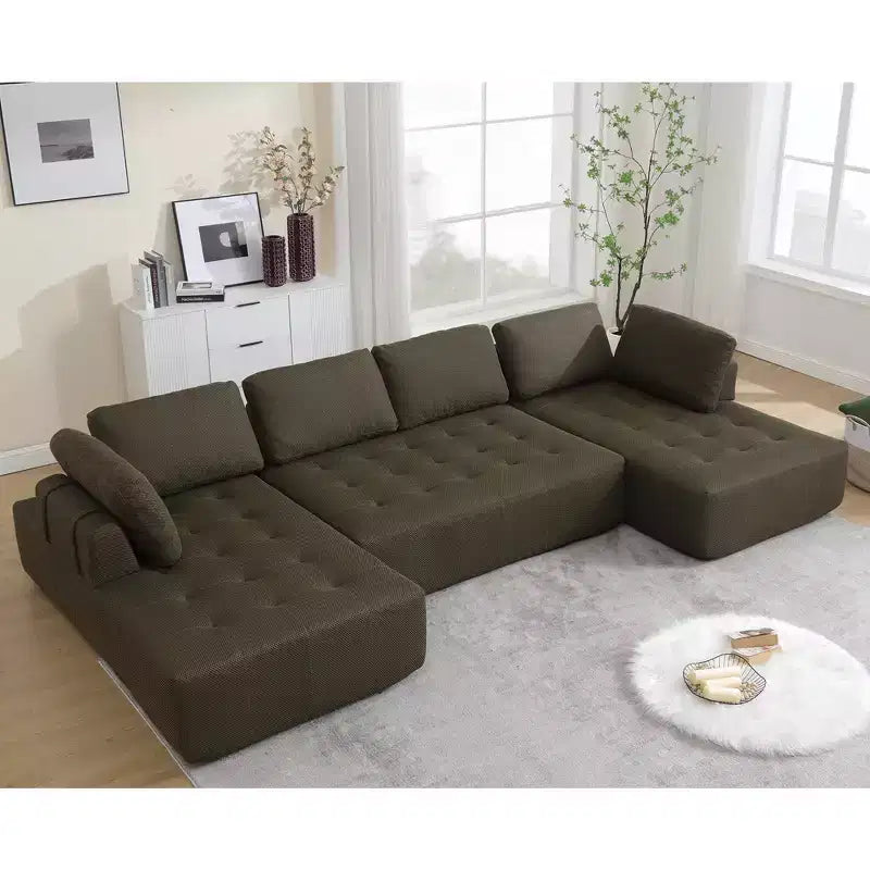 Canapé modulable en U de 138,5 po, 6 places, en maille de transition