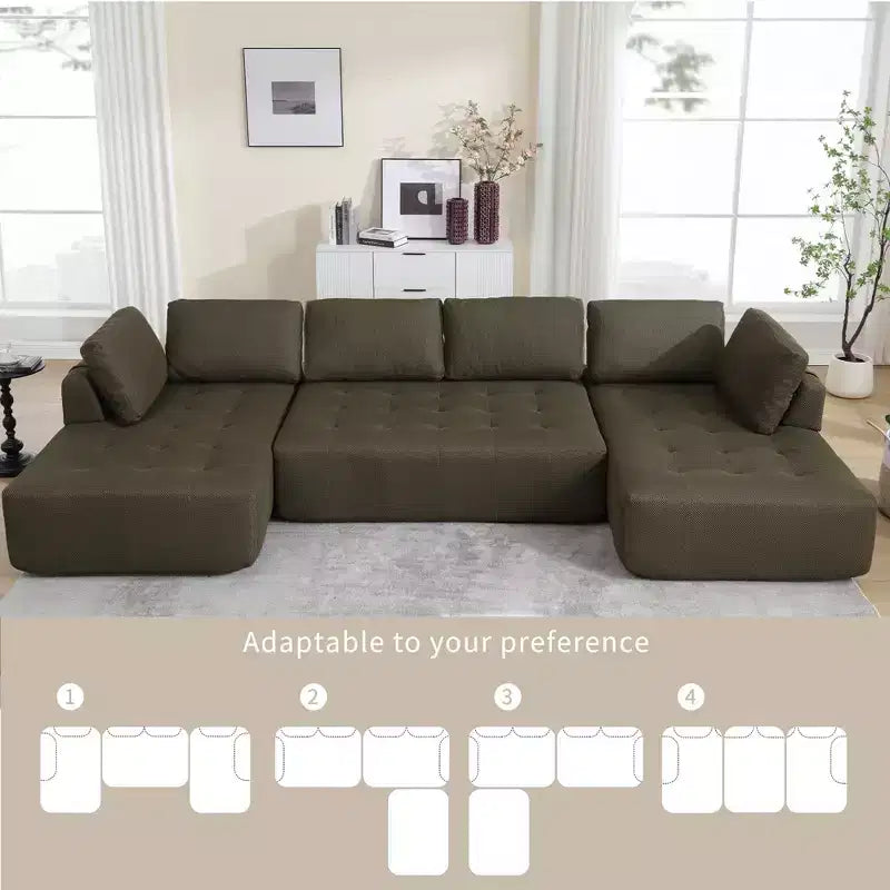 Canapé modulable en U de 138,5 po, 6 places, en maille de transition