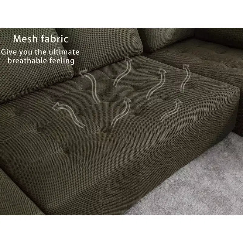 Canapé modulable en U de 138,5 po, 6 places, en maille de transition