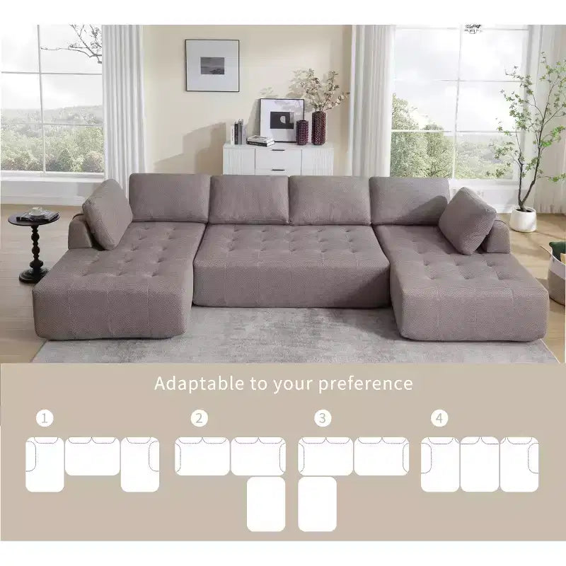 Canapé modulable en U de 138,5 po, 6 places, en maille de transition