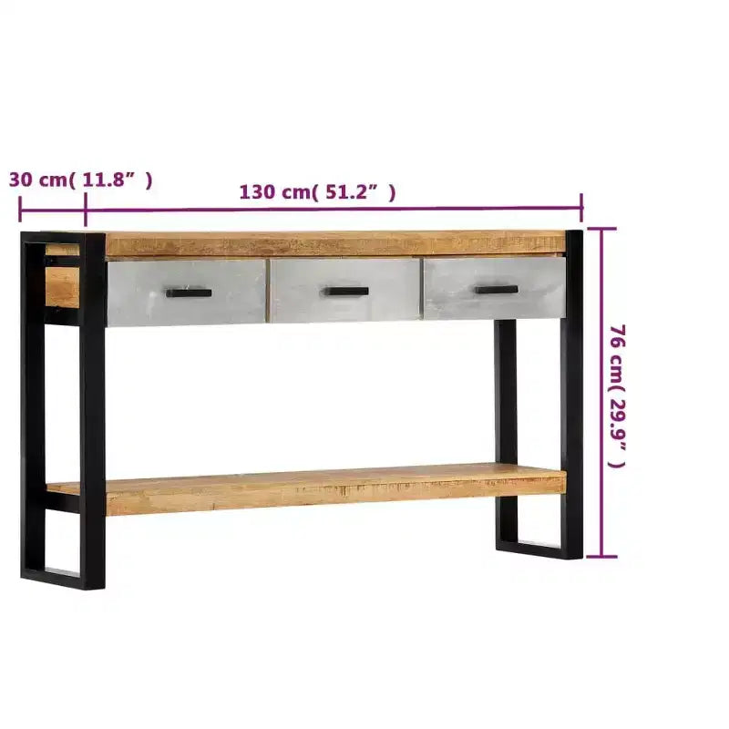 Console 130x30x76 cm Bois de Manguier Massif